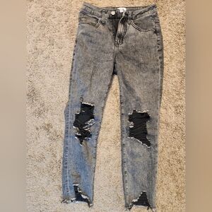 Simple Society Black Washed Distressed Skinny Jeans - Size 3/26